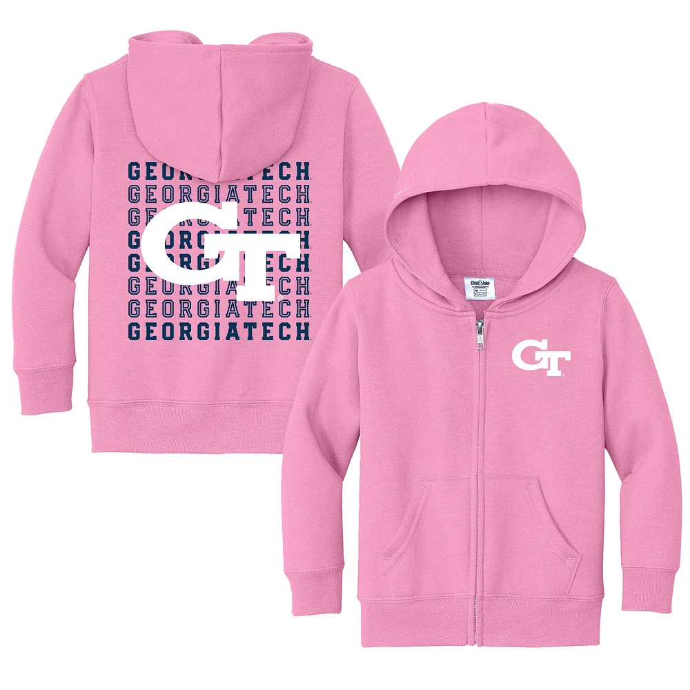 Toddler Chad & Jake Pink Georgia Tech Yellow Jackets Retro Full-Zip Hoodie