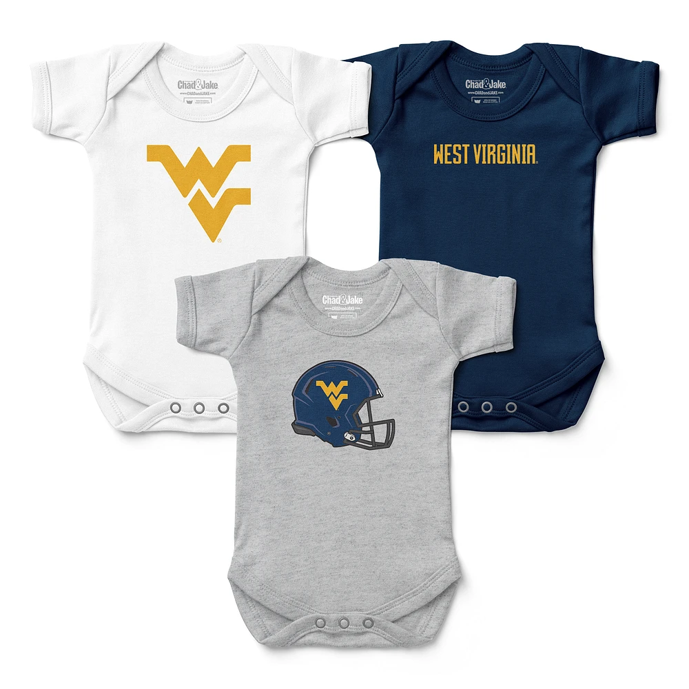 Infant Chad & Jake West Virginia Mountaineers Three-Pack Bodysuit Set