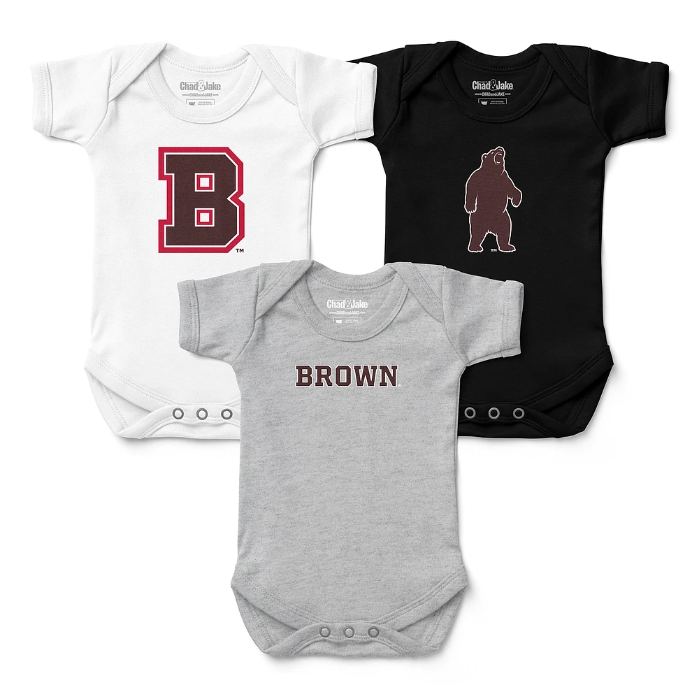Infant Chad & Jake Brown Bears Three-Pack Bodysuit Set