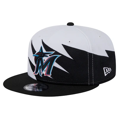 Men's New Era Black/White Miami Marlins Jagged 9FIFTY Snapback Hat