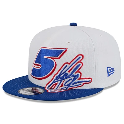 Men's New Era White/Blue Kyle Larson 9FIFTY Snapback Hat