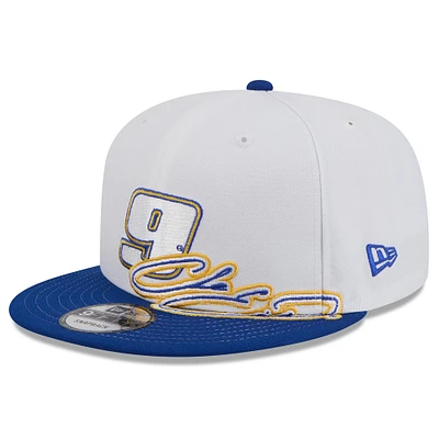 Men's New Era White/Blue Chase Elliott 9FIFTY Snapback Hat