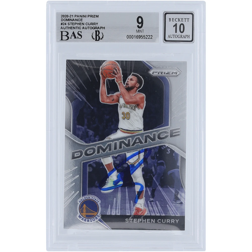 Stephen Curry Golden State Warriors Autographed 2020-21 Panini Prizm Dominance #24 BAS Authenticated 9/10 Card