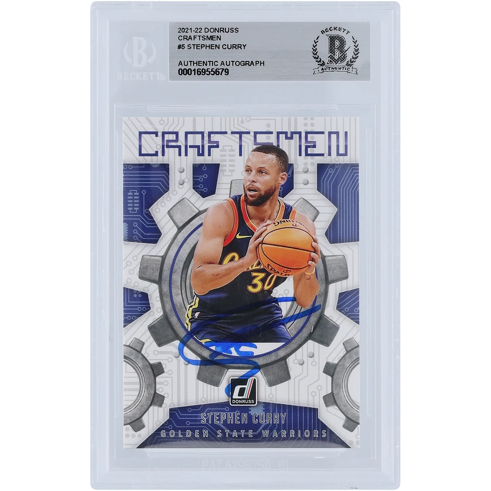 Stephen Curry Golden State Warriors Autographed 2021-22 Panini Donruss Craftsmen #5 BAS Authenticated Card
