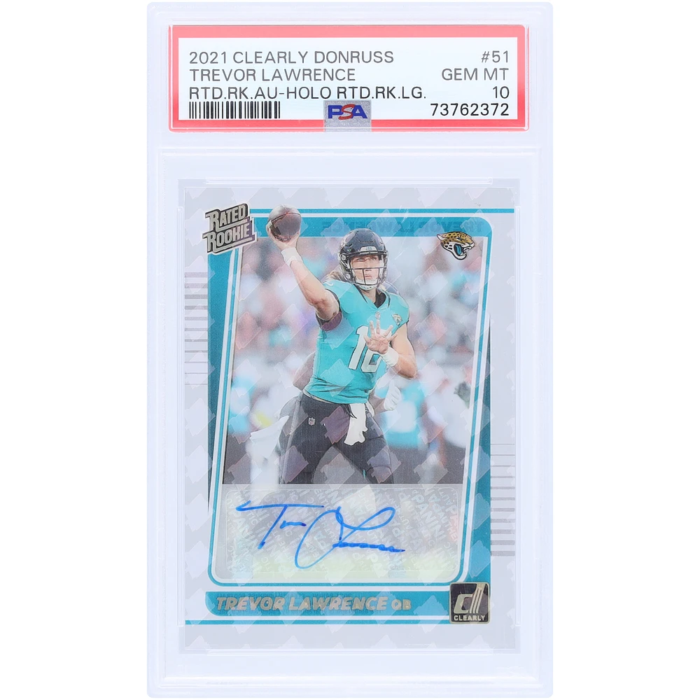 Trevor Lawrence Jacksonville Jaguars Autographed 2021 Panini Clearly Donruss RR Logofractor #51 PSA Authenticated 10 Rookie Card