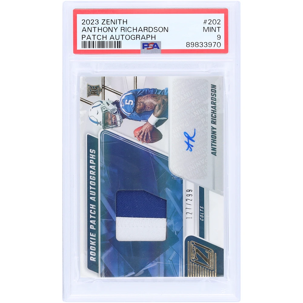 Anthony Richardson Indianapolis Colts Autographed 2023 Panini Zenith 2 Color Relic #202 #127/299 PSA Authenticated 9 Rookie Card