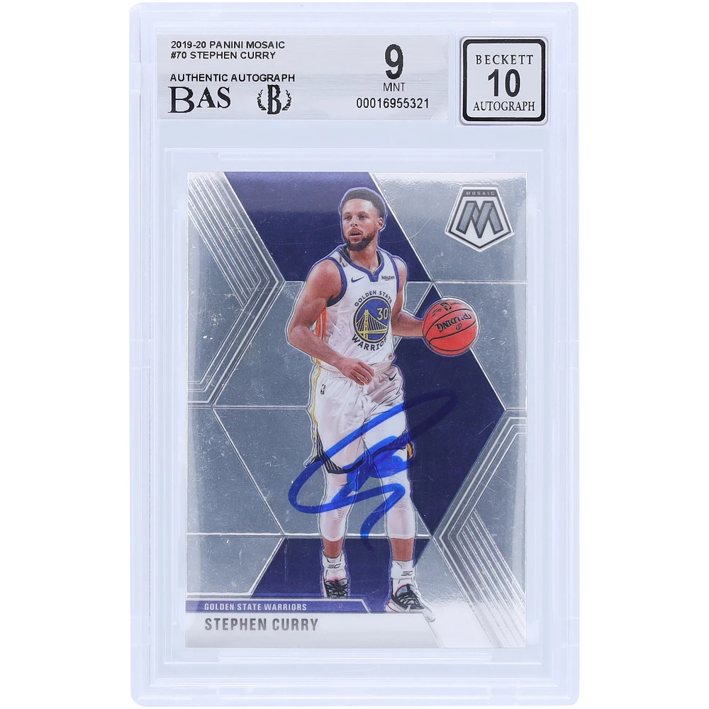 Stephen Curry Golden State Warriors Autographed 2019-20 Panini Mosaic #70 BAS Authenticated 9/10 Card