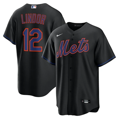 Men's Nike Francisco Lindor Black New York Mets Alternate Replica Jersey