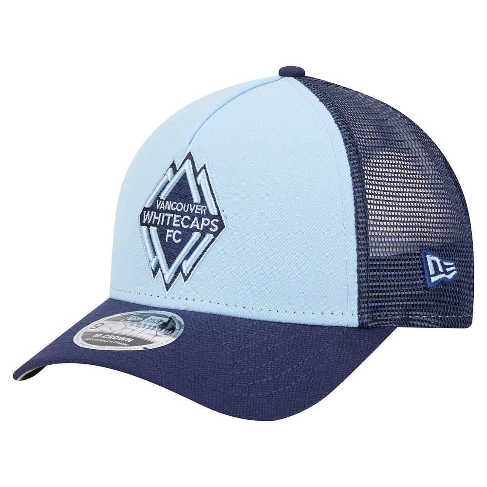 Men's New Era Light Blue Vancouver Whitecaps FC Color Pack 9FORTY M-Crown A-Frame Adjustable Trucker Hat