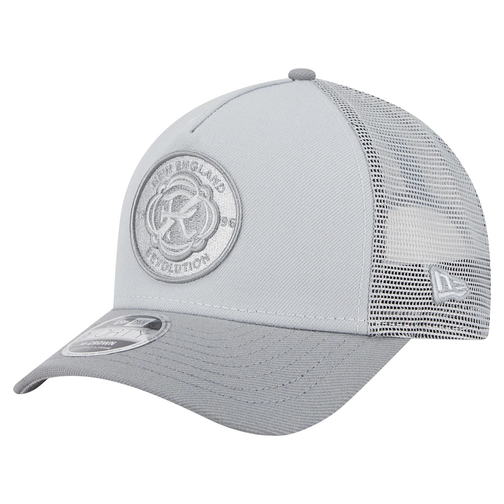 Men's New Era Gray New England Revolution Color Pack 9FORTY M-Crown A-Frame Adjustable Trucker Hat