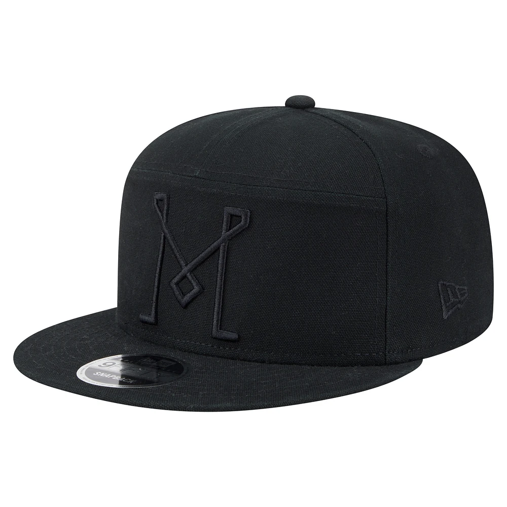 Men's New Era Black Inter Miami CF Canvas 9FIFTY Snapback Hat