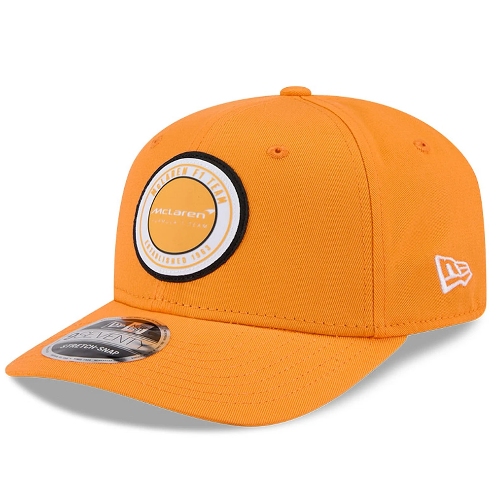 Men's New Era Orange McLaren F1 Team Adventure Circle 9SEVENTY Stretch Snap Hat