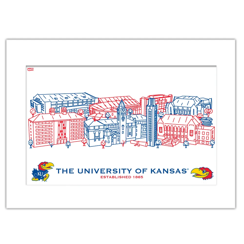 Kansas Jayhawks 11" x 14" Matted Campus Wall Art Collage