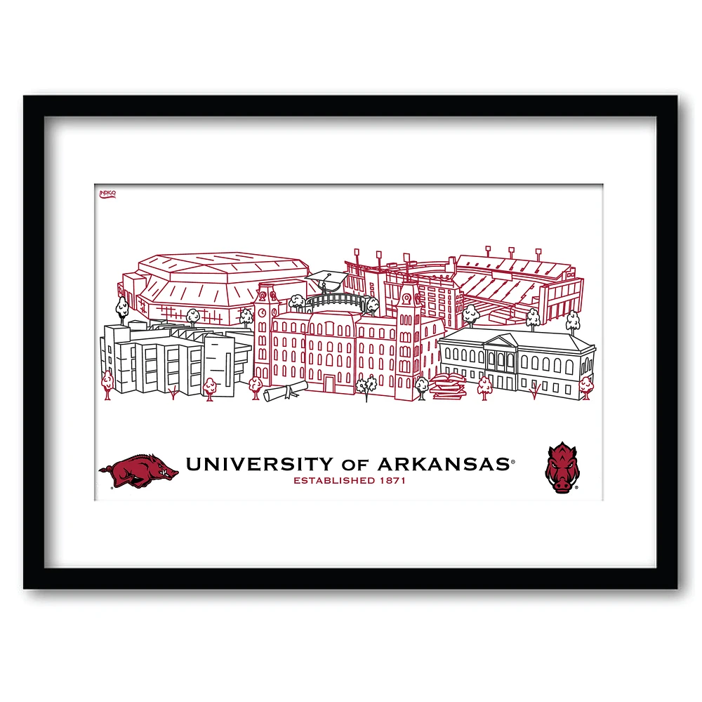 Arkansas Razorbacks 11" x 14" Framed Campus Wall Art Collage