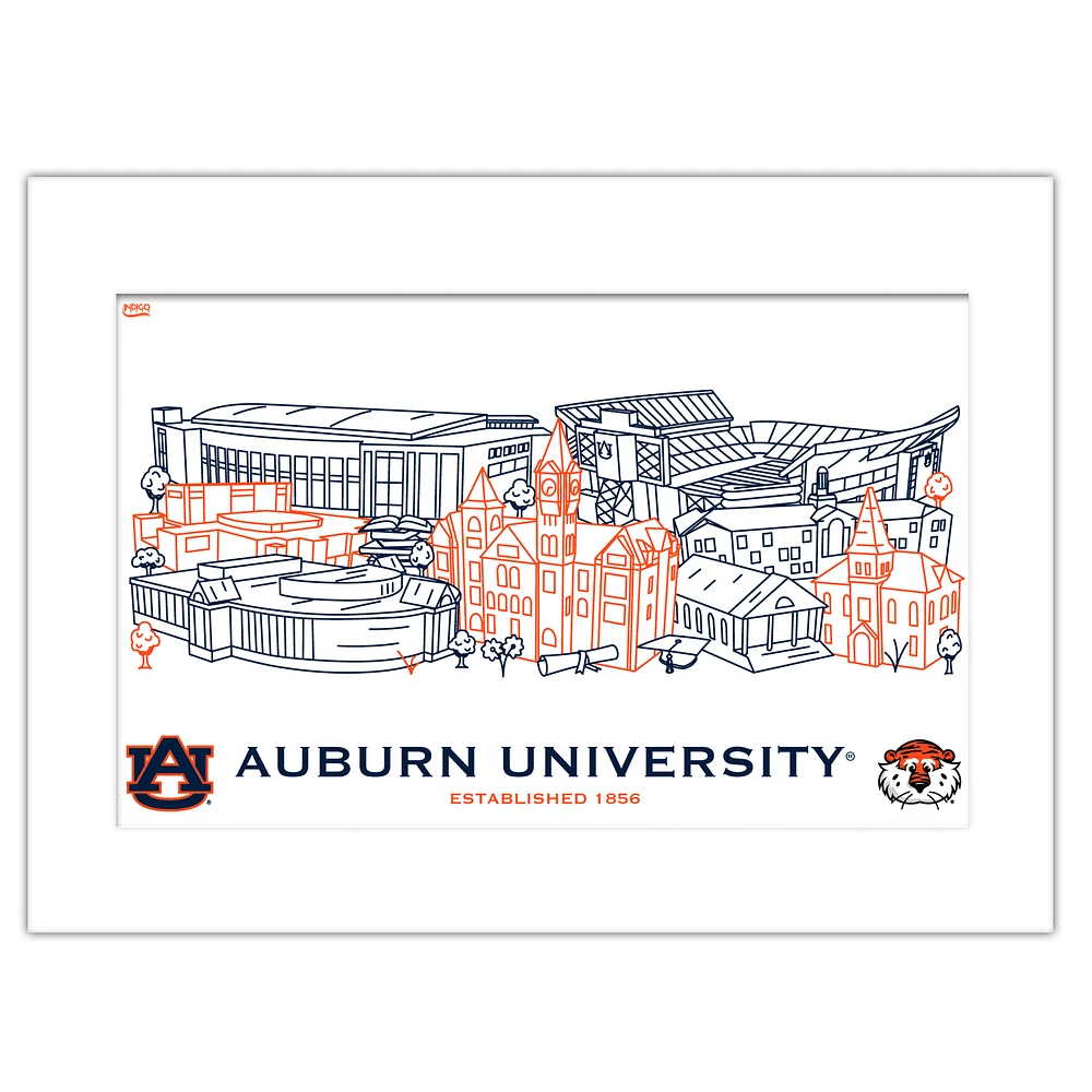 Auburn Tigers 11" x 14" Matted Campus Wall Art Collage