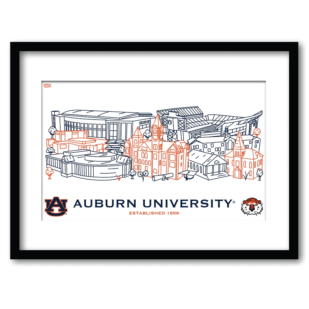 Auburn Tigers 11" x 14" Framed Campus Wall Art Collage