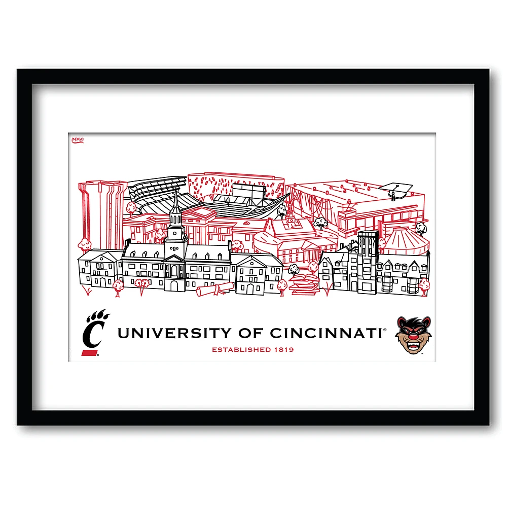 Cincinnati Bearcats 11" x 14" Framed Campus Wall Art Collage