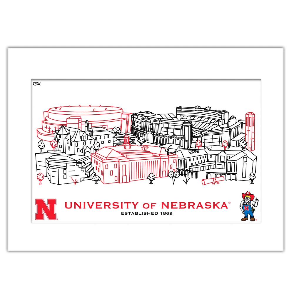 Nebraska Huskers 11" x 14" Matted Campus Wall Art Collage