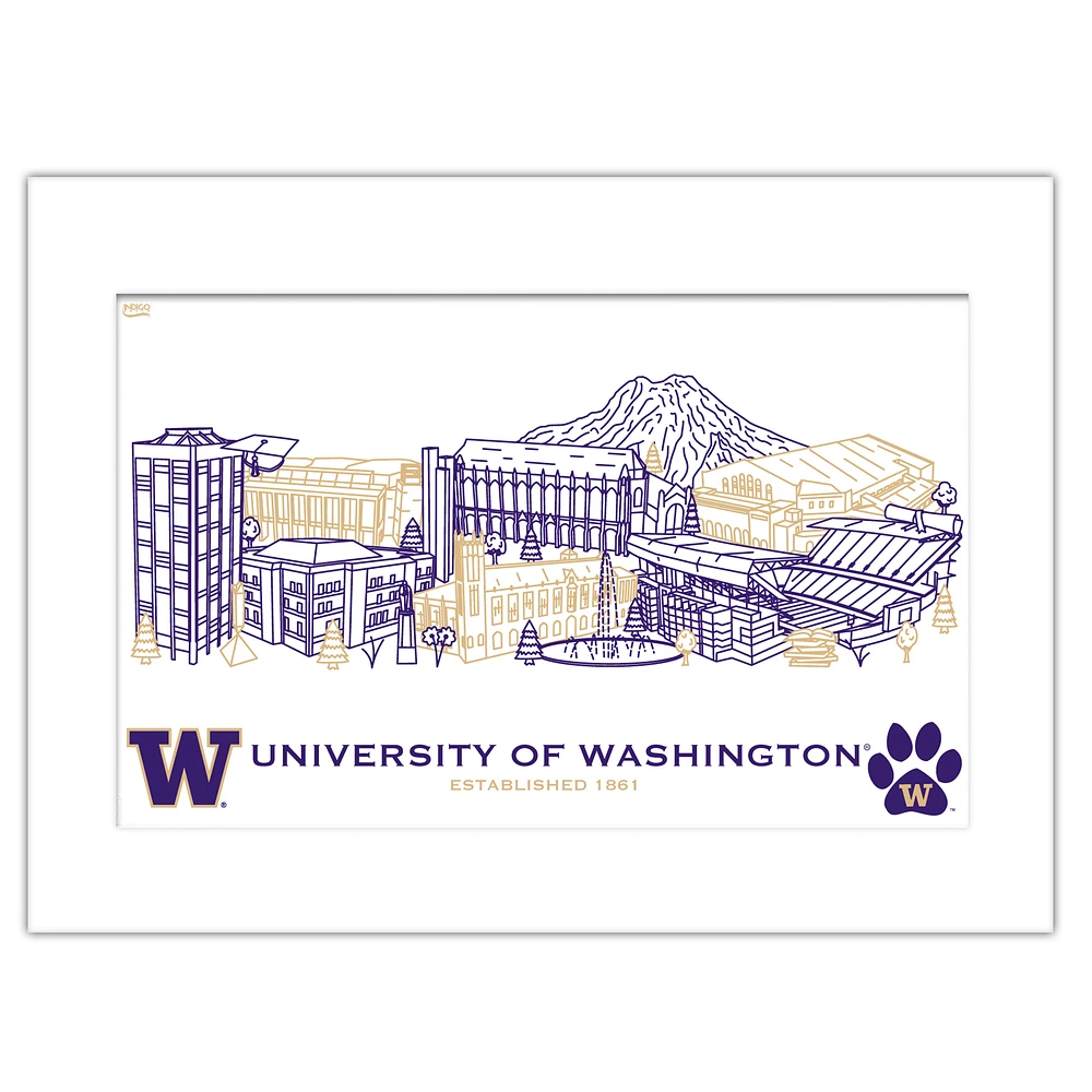 Washington Huskies 11" x 14" Matted Campus Wall Art Collage