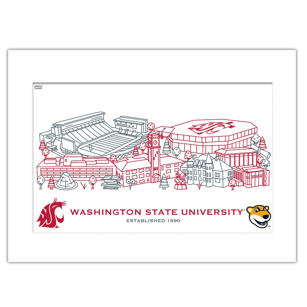Washington State Cougars 11" x 14" Matted Campus Wall Art Collage