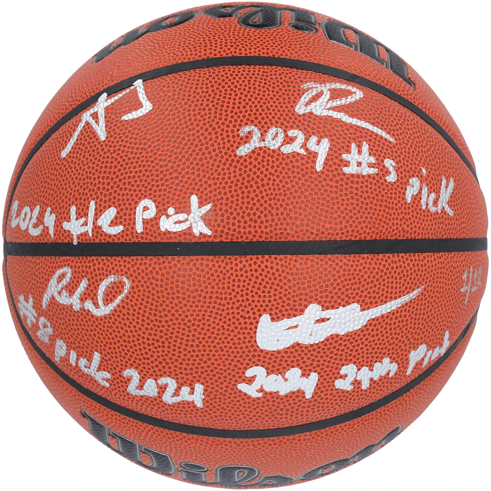 2024 NBA Draft Autographed Wilson Official Game Basketball Featuring Alexandre Sarr, Ron Holland II, Rob Dillingham & Isaiah Collier with "# Pick" Inscriptions - Limited Edition #1/12