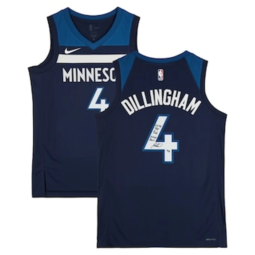 Rob Dillingham Minnesota Timberwolves Autographed Navy Nike Icon Edition Swingman Jersey with "2024 #8 Pick" and "Wolves Back" Inscriptions- Limited Editon #5/5