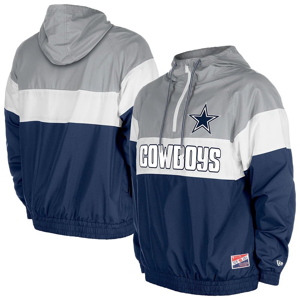 Men's New Era Navy Dallas Cowboys Pullover Quarter-Zip Hoodie Jacket