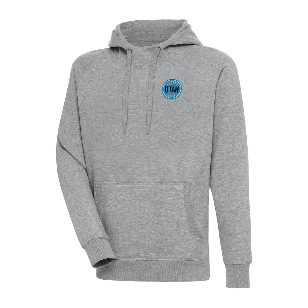 Men's Antigua Heather Gray Utah Hockey Club Victory Pullover Hoodie