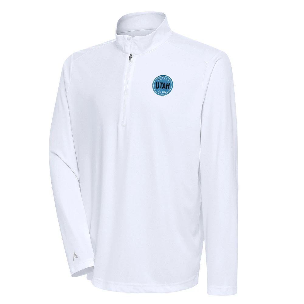 Men's Antigua White Utah Hockey Club Tribute Quarter-Zip Pullover Top