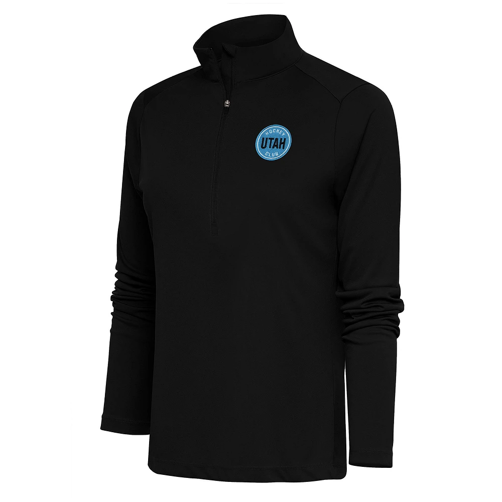 Women's Antigua Black Utah Mammoth Tribute Half-Zip Pullover Top
