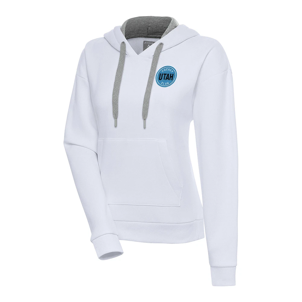 Women's Antigua White Utah Hockey Club Victory Pullover Hoodie