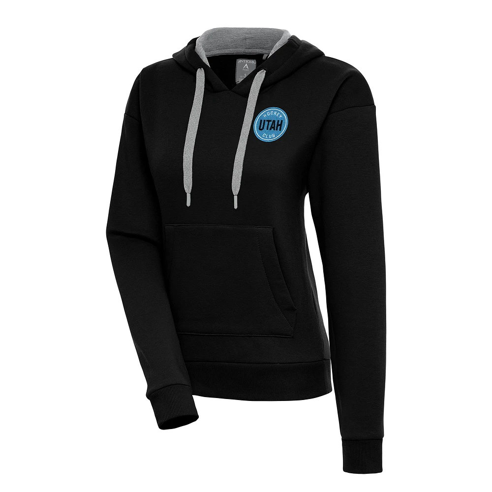 Women's Antigua Black Utah Hockey Club Victory Pullover Hoodie