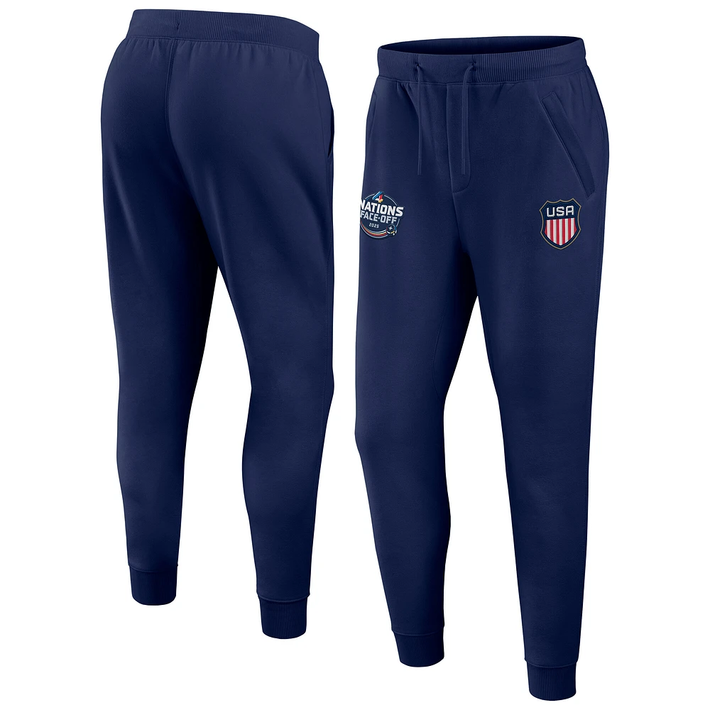 Men's Fanatics Athletic Navy USA 2025 4 Nations Face-Off Authentic Pro Fleece Sweatpants