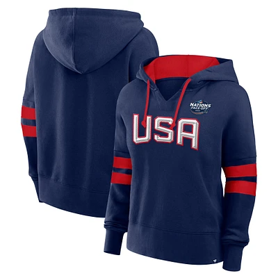 Women's Fanatics Navy USA 2025 4 Nations Face-Off Oversized Seize Pullover Hoodie