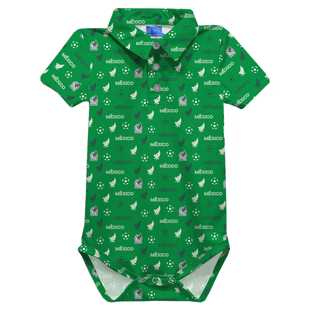 Infant Vive La Fete Green Mexico National Team All-Over Print Polo Bodysuit