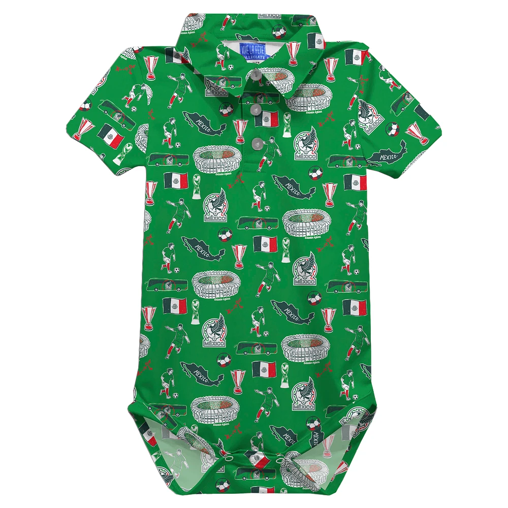 Infant Vive La Fete Green Mexico National Team Impressions Artwork Polo Bodysuit