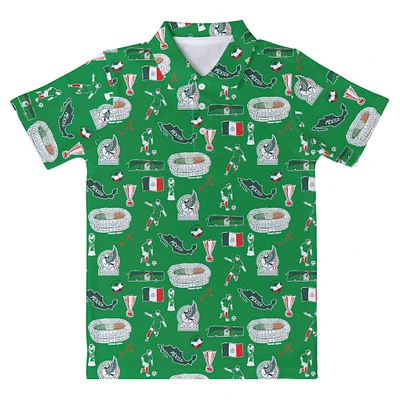 Youth Vive La Fete  Green Mexico National Team Impressions Artwork Polo
