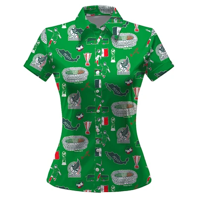Women's Vive La Fete  Green Mexico National Team Impressions Artwork Button-Up Shirt