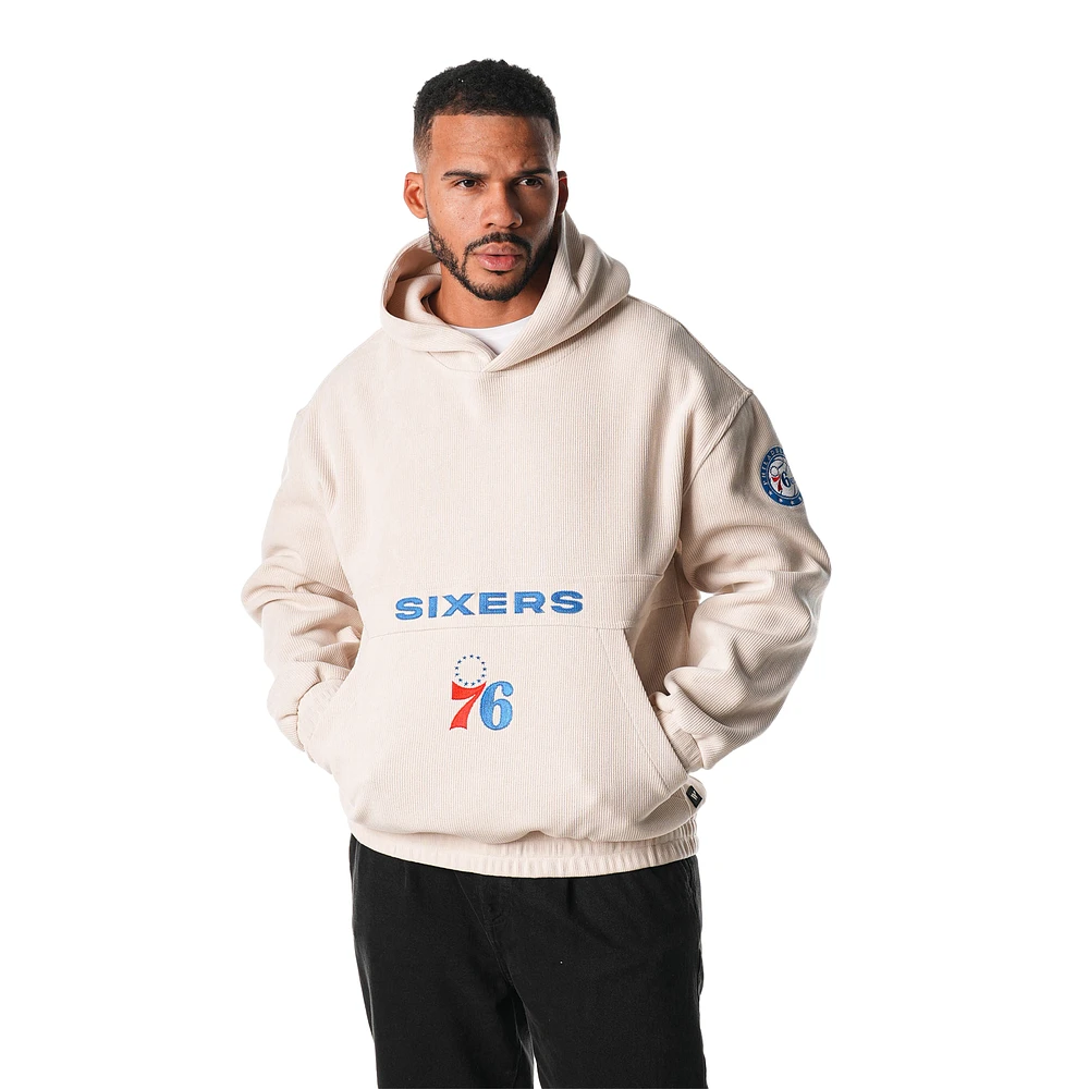 Unisex The Wild Collective Cream Philadelphia 76ers Corduroy Tri-Blend Pullover Hoodie
