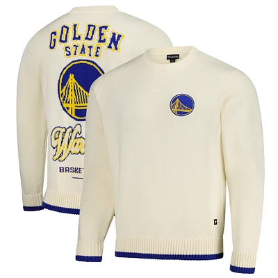 Unisex The Wild Collective Cream Golden State Warriors Jacquard Knit Pullover Sweater