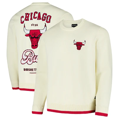 Unisex The Wild Collective Cream Chicago Bulls Jacquard Knit Pullover Sweater