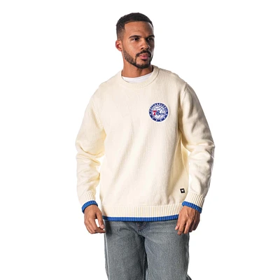 Unisex The Wild Collective Cream Philadelphia 76ers Jacquard Knit Pullover Sweater
