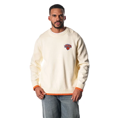 Unisex The Wild Collective Cream New York Knicks Jacquard Knit Pullover Sweater