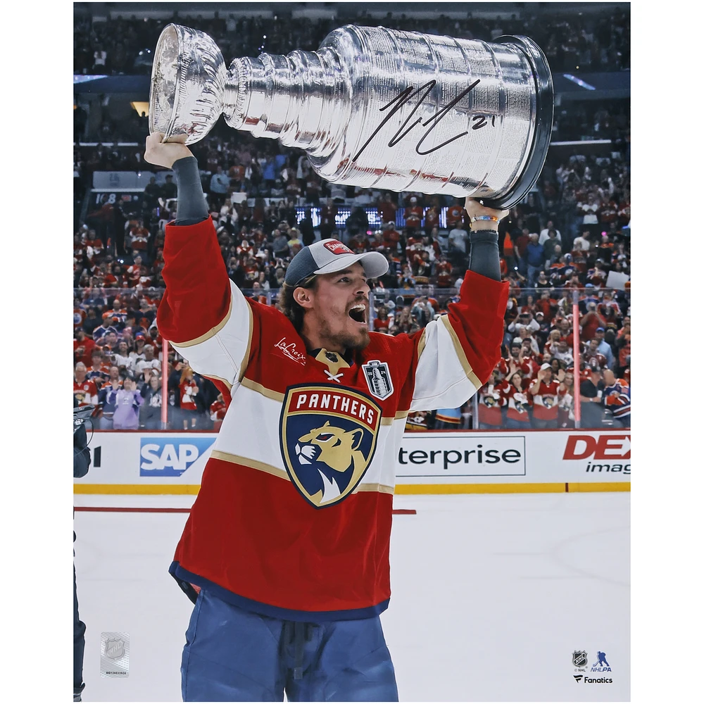 Nick Cousins Florida Panthers Autographed 2024 Stanley Cup Champions 16" x 20" Raising Cup Photograph