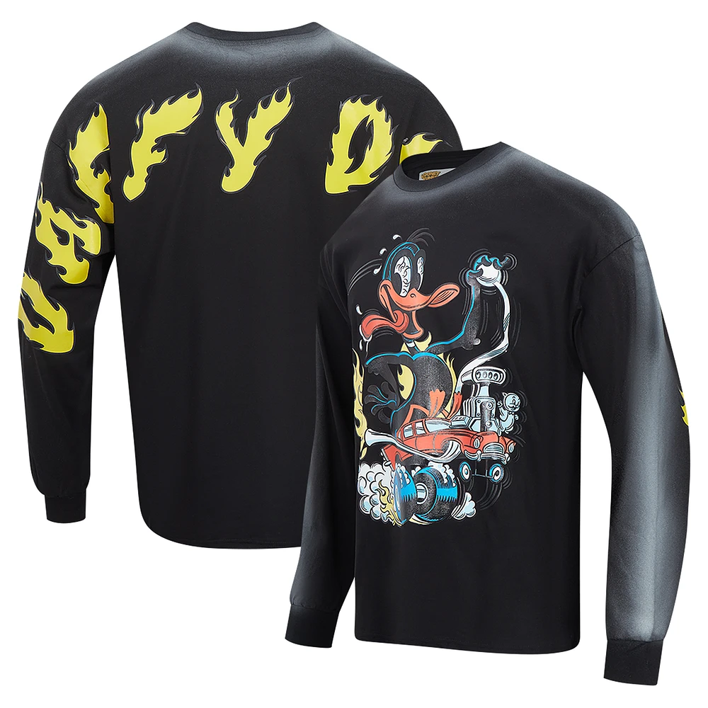 Men's Freeze Max Black Looney Tunes Daffy Duck Drop Shoulder Long Sleeve T-Shirt