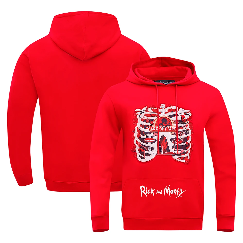 Men's Freeze Max Red Rick And Morty Anatomy Park Pullover Hoodie