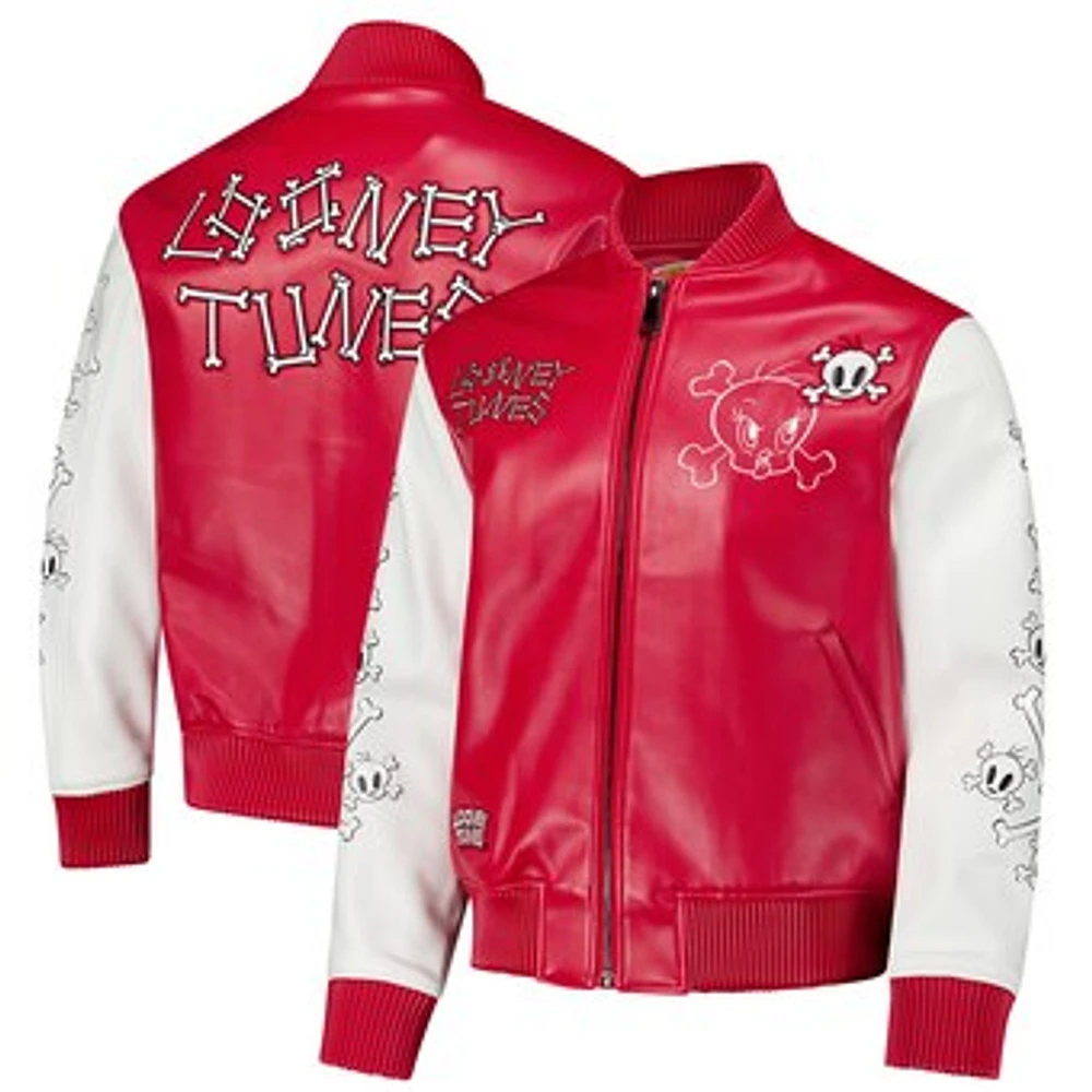 Men's Freeze Max Red/White Looney Tunes Tweety Bones Full-Zip Varsity Jacket