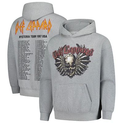 Men's Freeze Max Heather Gray Def Leppard Loose Fit Pullover Hoodie