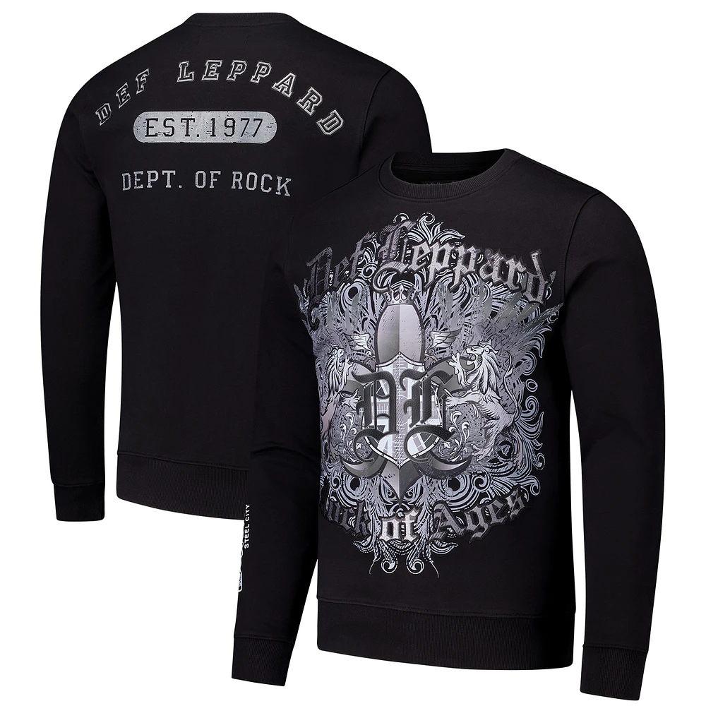 Men's Freeze Max Black Def Leppard Department of Rock Pullover Sweatshirt