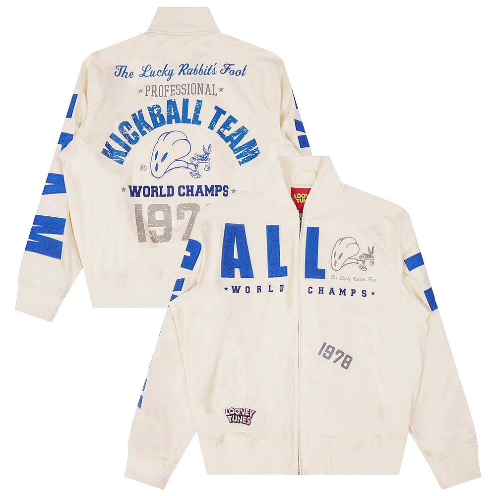 Men's Freeze Max Bugs Bunny Cream Looney Tunes Kickball Team Twill Full-Zip Jacket